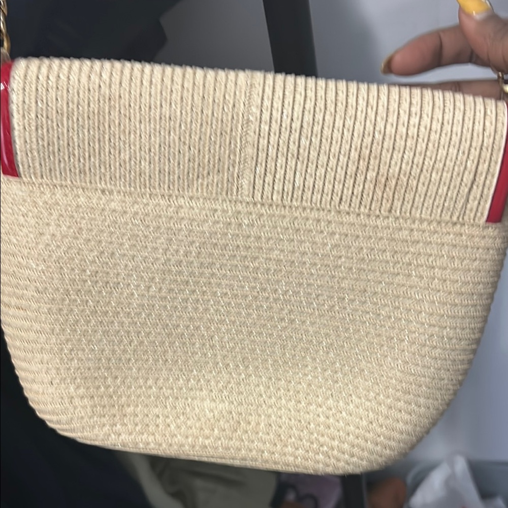 NWT Magid Elegant Beige and Red Women's Straw Summer Bag - Picture 5 of 7